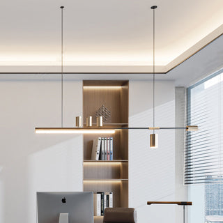 Ray Suspension Linéaire Moderne, Métal, Doré, Salon
