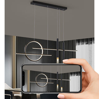 Arisha Suspension Linéaire Moderne, Métal/Acrylique, Noir/Or, Bar/Restaurant