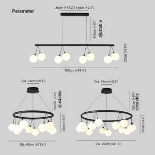 Valentina Nordique LED Lustre Noir Métal/Verre Salle À Manger/Chambre À Coucher