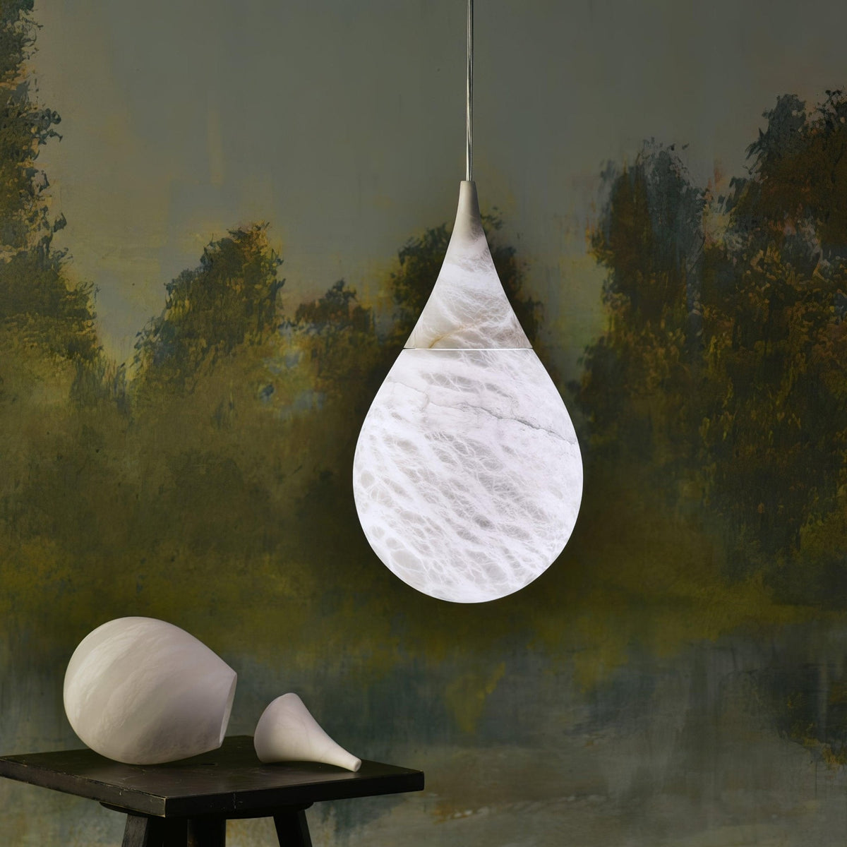 LustraLux Suspension Lampe Goutte de Pluie en Marbre