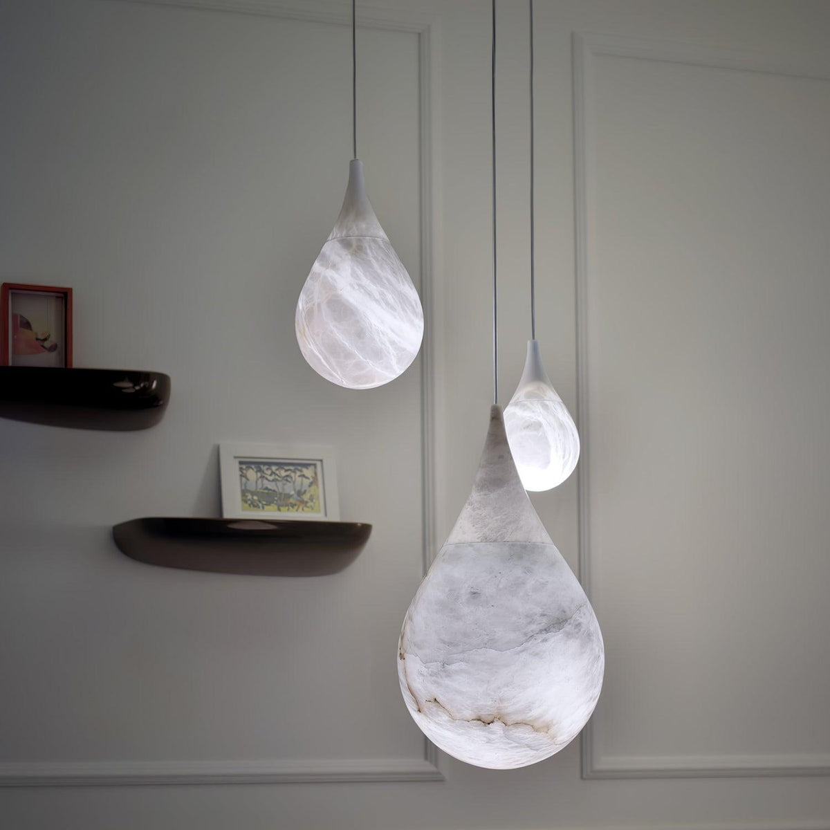 LustraLux Suspension Lampe Goutte de Pluie en Marbre