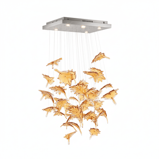 Multicolor Crystal Maple Leaf Chandelier-Neutral Decor