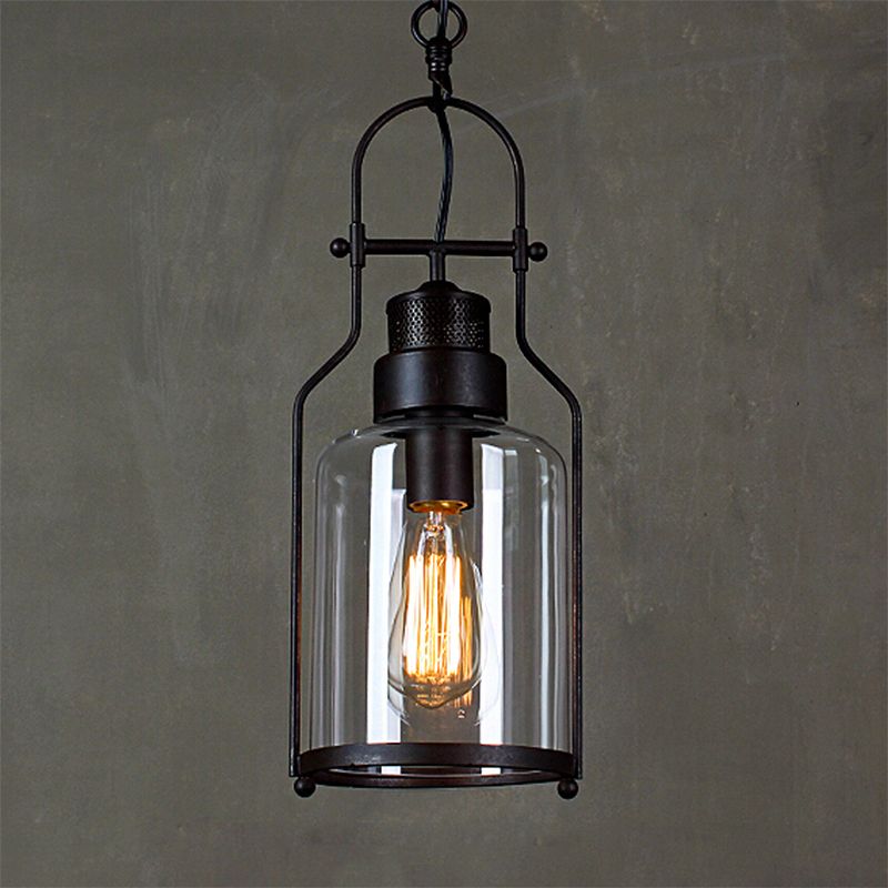 Epoch LED Suspension Noir Rouille Verre Métal Chambre à coucher