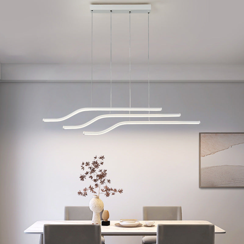 Arisha Lustre Linéaire Minimaliste, Metal/Gel de silice, Noir/Blanc, Chambre