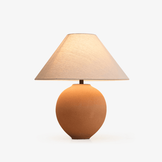 Terracotta Hued Ceramic Table Lamp-Neutral Decor