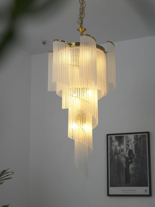 Daxv Lustre en Spirale Orné Cascade Verre
