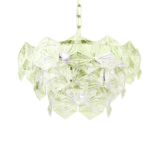 Kristy Lustre Hexagone Cristal, Métal/Cristal, Dégagé/Gris Fumé/Glaçage/Champagne, Salon
