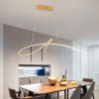Arisha Suspension Linéaire Simple, Métal, Noir/Or, Salon