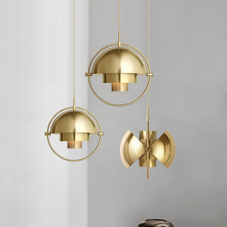 Arisha Luminaires Suspension LED Anneau Rétro Métal Chrome/Or Salon