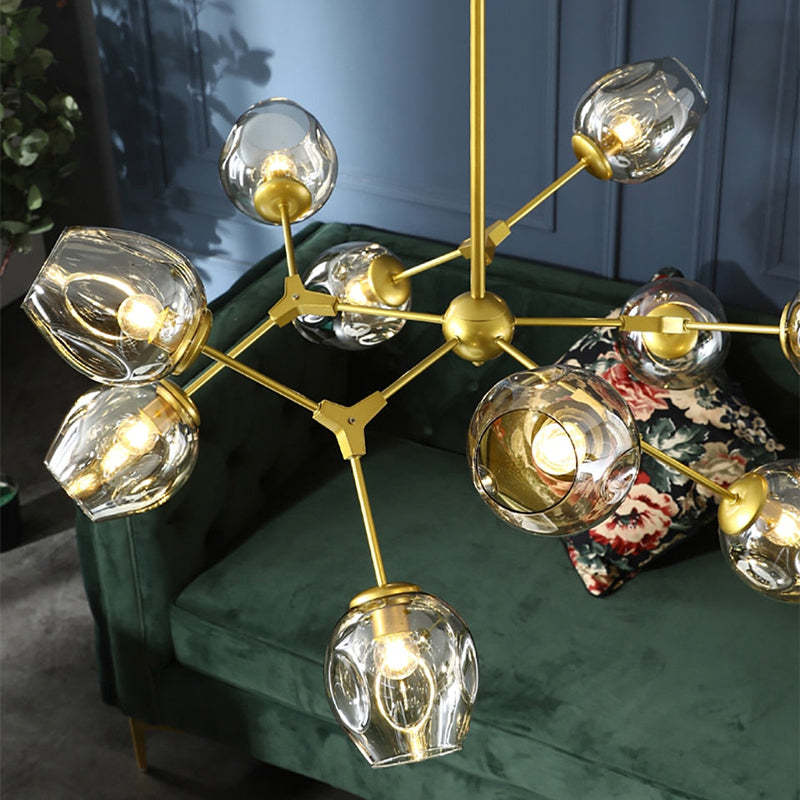 Valentina Suspension Multi Retro, Metal/Verre, Noir/Or, Chambre
