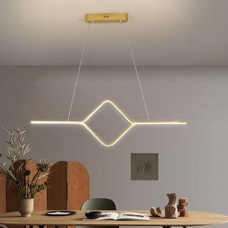 Arisha Suspension Linéaire Simple et Moderne, Métal/ Acrylique, Noir/Or, Salle à Manger
