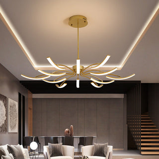 Kristy Moderne Lustre Linéaire Moderne, Métal/Gel de Silice, Noir/Blanc/Doré, Salon