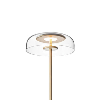 Rinelette Lampe de Table Verre Clair Ombrelle Bois Base