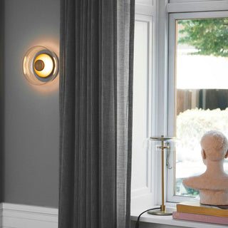 Rinelette Lampe de Table Verre Clair Ombrelle Bois Base