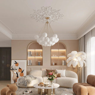 Valentina Lustre Globe Modenre, Fer/Verre, Noir/Blanc, Salon