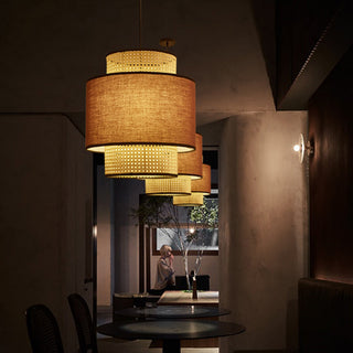 Ritta Suspension Cylindre Retro, Tissu, Beige, Salon