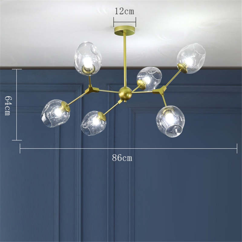 Valentina Suspension Multi Retro, Metal/Verre, Noir/Or, Chambre