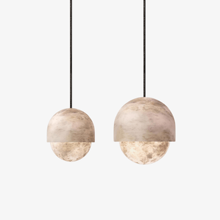Lunar Dome Alabaster Pendant Light-Neutral Decor