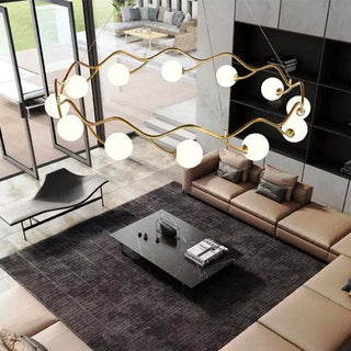 Valentina Lustre Modern Designe, Vague, Métal/Verre, Blanc/Or