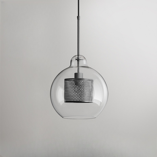Vorinor Suspension Globe/Cylindre Moderne. Métal/Verre. Doré/Argent. Salon-Luire
