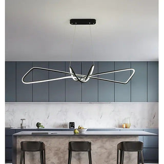 Arisha Suspension Minimalist Geometric Adjustable, Métal, Noir/Or, Salle à Manger