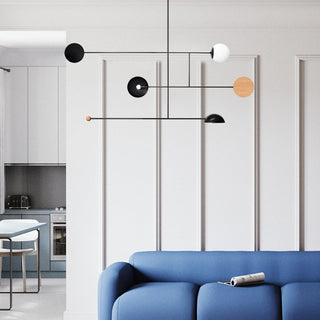 Arisha Minimaliste Suspension LED Ronde, Métal, Noir, Salon/Salle à Manger