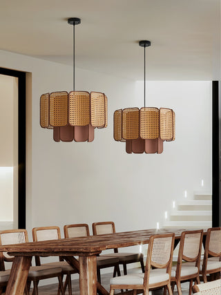 Cane Lampe Suspendue Vintage en Tissu
