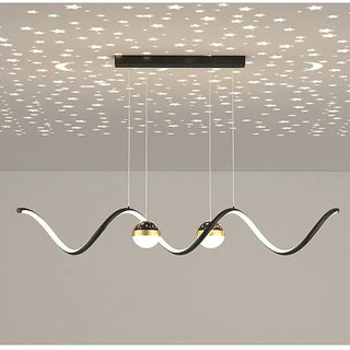 Arisha Suspension Linéaire Nordique, Métal/Acrylique, Noir/Blanc/Doré, Salon