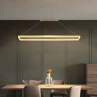 Ray Suspension Rectangulaire Contemporaine, Metal, Café/Or, Chambre