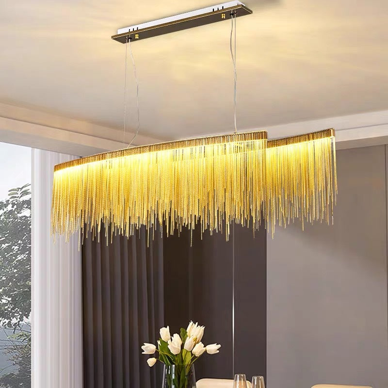Arisha Suspension Linéaire Luxueux, Acrylique/Metal, Doré/Chrome, Chambre