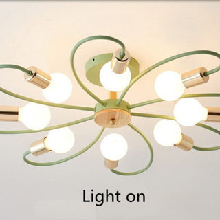 Aria Plafonnier Fleur Nordique, Metal/Verre, Vert/Gris, Chambre