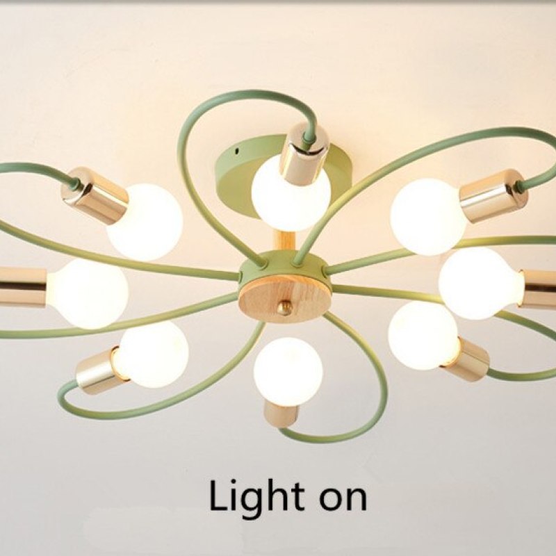 Aria Plafonnier Fleur Nordique, Metal/Verre, Vert/Gris, Chambre