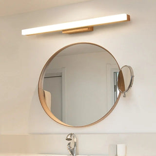 Kevenel Applique Murale Miroir Linéaire Minimaliste. Bois. Noyer. Salon-Luire