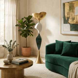 Stacked Sculptural Floor Lamp-Neutral Decor