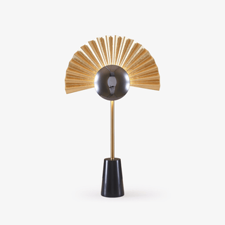 Gilded Fan Table Lamp-Neutral Decor