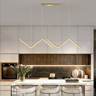 Arisha Lampe Suspendue Lustre LED Moderne, Métal, Noir/Or, Cuisine