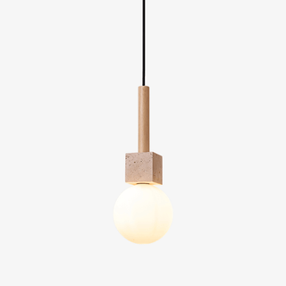 Travertine Cube Globe Pendant Light-Neutral Decor