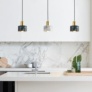 Arisha Suspension Cylindre Contemporaine, Acrylique/Metal, Blanc/Vert, Salon