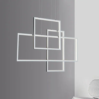 Arisha Lustre Rectangulaire Moderne, Métal/Gel de Silice, Noir/Blanc, Salon