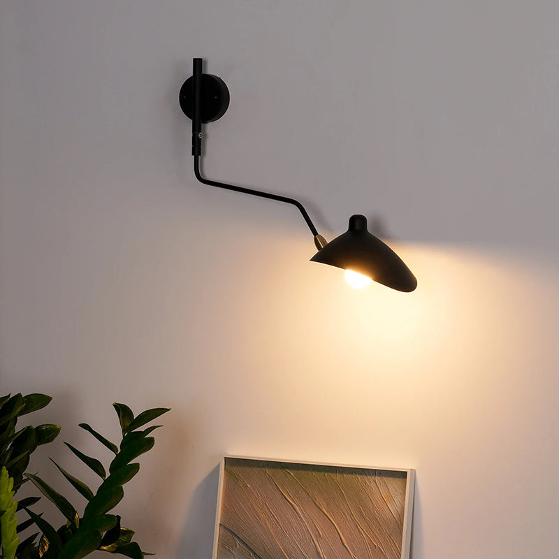 Arisha Simple LED Applique Murale Linéaire Industrielle 1/2 Lumières Métal Noir Salon/Chambre à Coucher