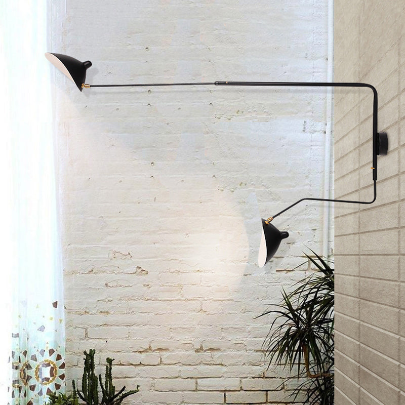 Arisha Simple LED Applique Murale Linéaire Industrielle 1/2 Lumières Métal Noir Salon/Chambre à Coucher