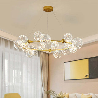 Valentina Suspension Boule Moderne, Métal/Verre, Doré/Noir, Salon