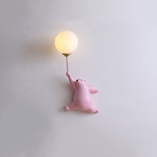 Evenel Bear Balloon Applique Murale Ours Ballon Moderne Animale. Blanc/Bleu/Rose. Salon-Luire