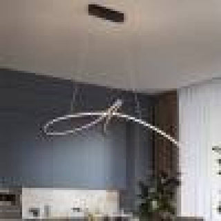 Arisha Suspension Linéaire Simple, Métal, Noir/Or, Salon