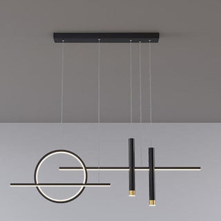 Arisha Suspension Linéaire Moderne, Métal/Acrylique, Noir/Or, Bar/Restaurant