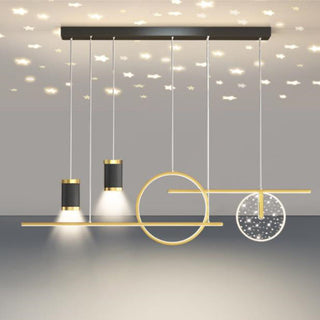 Arisha Luminaires Suspension Etoilé Moderne, Métal, Noir/Blanc/Or, Salon