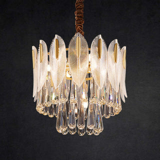 Kristy Lustre Plume Cristal, Métal/Cristal, Doré, Salon