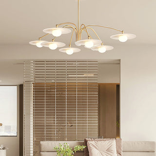 Arisha Suspension Fleur Art Déco,  Métal/Verre, Blanc, Salon