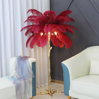 Lampadaire Fleur Luxe Plume/Métal Coloré Salon-Luire