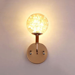 Valentina Applique Murale Bulle Ronde Moderne LED Métal Verre Noir/Or Salon/Chambre à Coucher